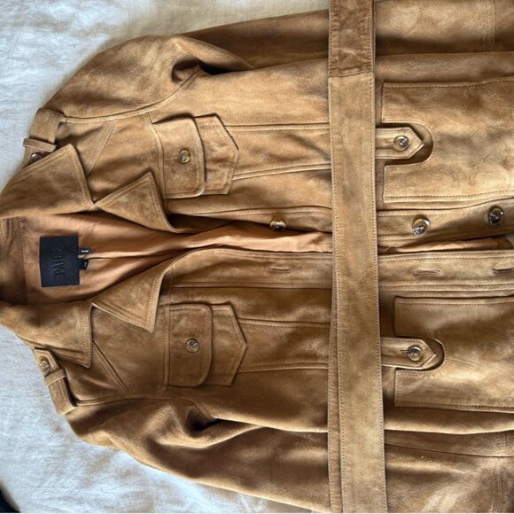 PAIGE Suede Tawnie Biker Jacket In Cognac (XS) 100% LEATHER - Picture 5 of 8